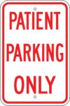 R 92 patient parking only sign 1