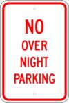 R 96 no over night parking sign