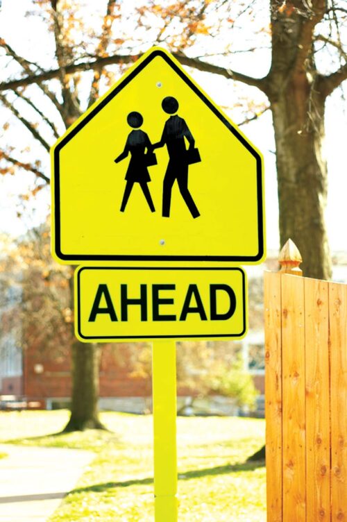 School Crossing Ahead Sign (W16-9p) | Cheap Street Signs