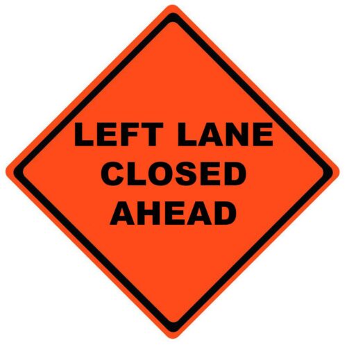 Left-lane-closed-ahead Roll-up Work Zone Sign 