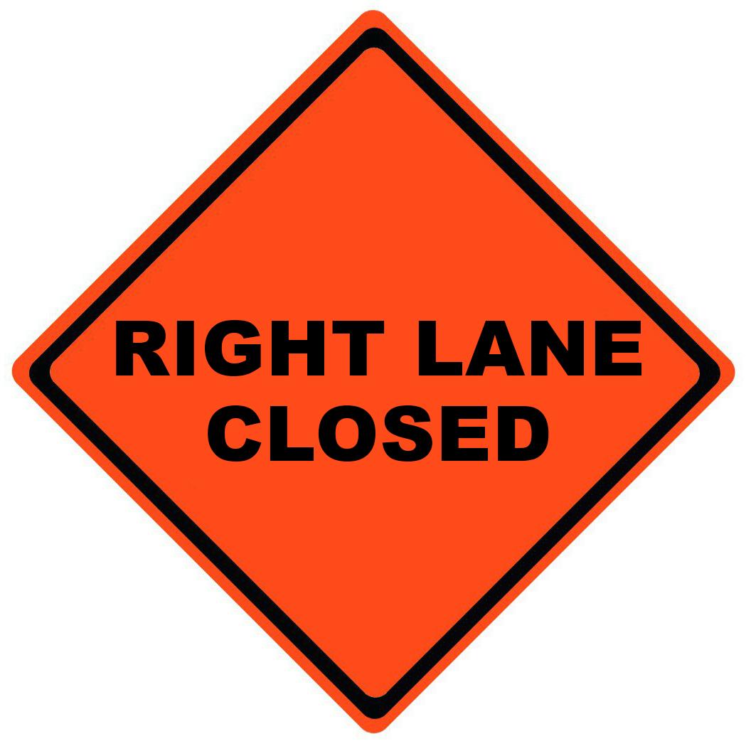 Right Lane Closed Roll-up Work Zone Sign 