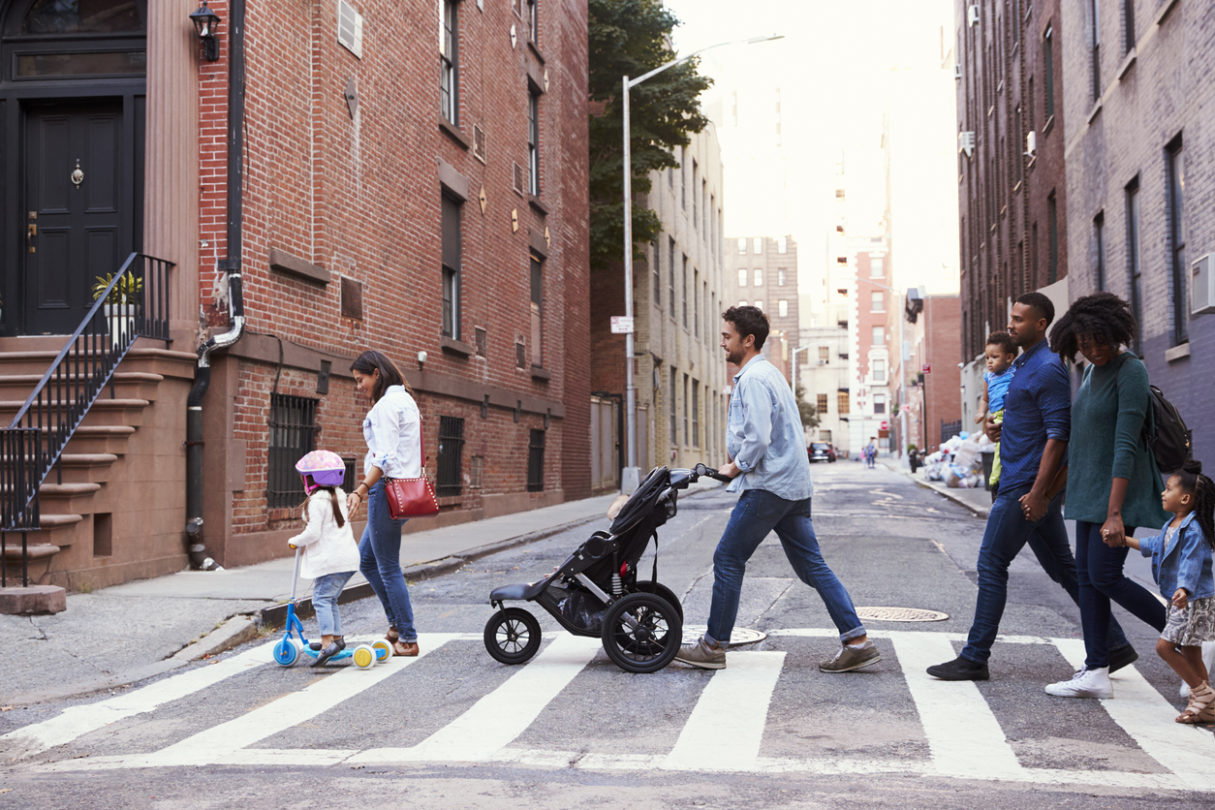 children crossing road